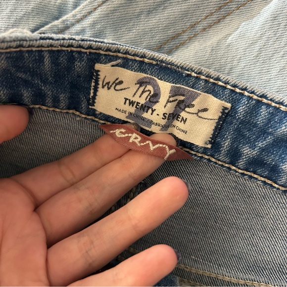 Free People We The Free Distressed Curvy Jean Shorts - Picture 2 of 4